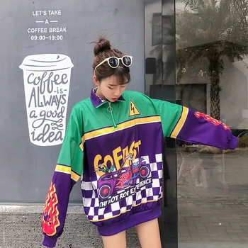 ÚJ Divat a Nők, Hölgyek Versenyautó Harajuku Streetwear Bombázó Jackte Széldzseki Punk Barátja Laza koreai bf Kabát