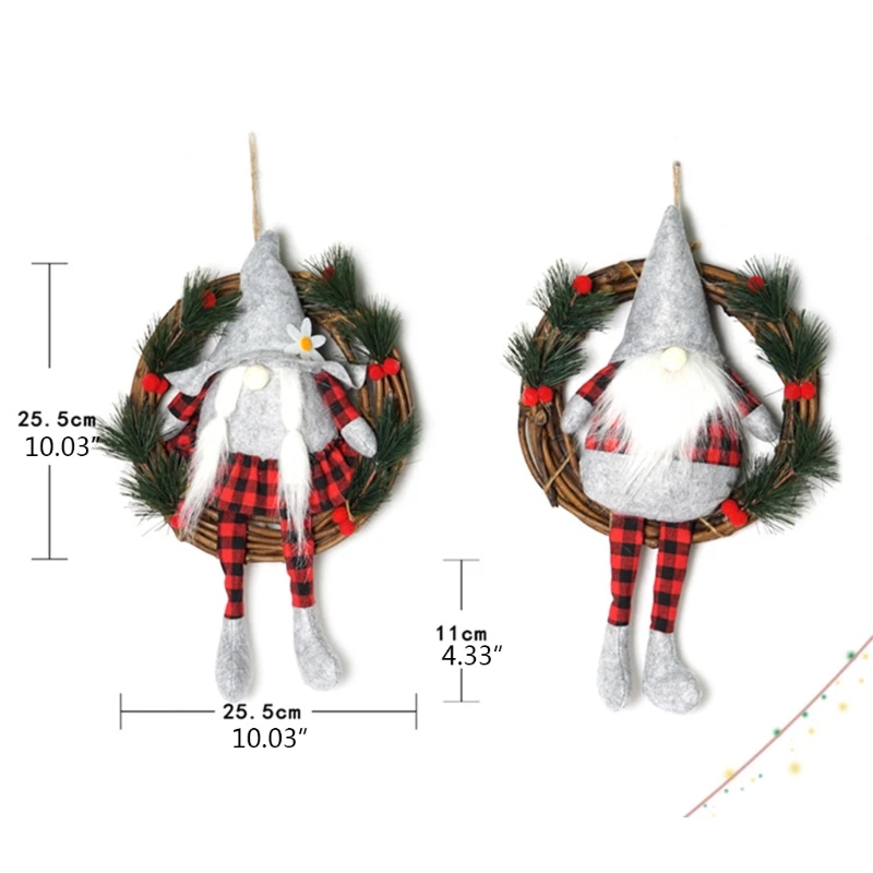 10 Hüvelykes Mesterséges Koszorú, Virág svéd Gnome tomte barátja Garland a bejárati Ajtó Karácsonyi Díszek Q0KA