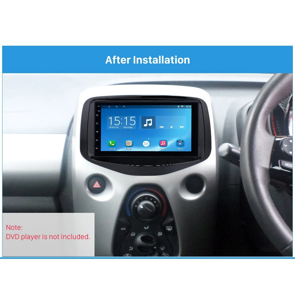 178 x 102mm Dupla Din autórádió Hifi DVD Fascia Panel Keret GPS Keret 2014+ Toyota Aygo,Peugeot 108,Citroen C1 Dash