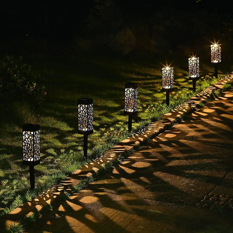 2db Napelemes Kerti Lámpa LED Vízálló, Kültéri Út Fény Üreges Ki Napenergia Táj Fény a Kertben, Sétány, Park
