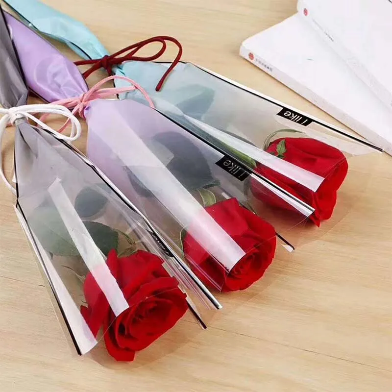 5db Átlátszó Rose Műanyag Csomag Táskák, Virág, Csokor, Csomagolás Opp Táska Virágos Valentin Nap Virágok Csomagolás Zsák
