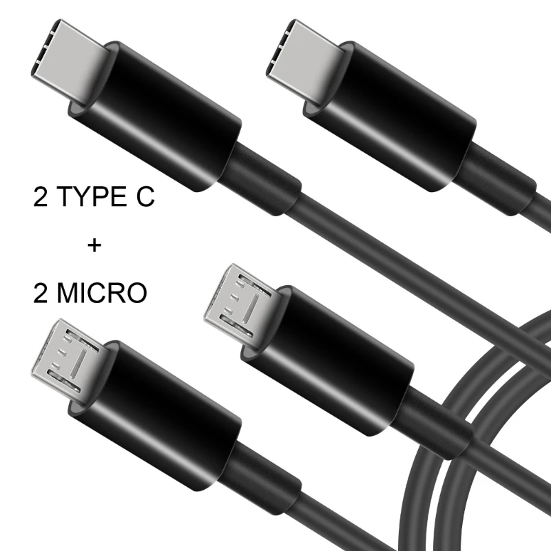 Hordozható 1 4 hálózati Kábel Vezeték USB 2 Típus C-+2 Micro Multi-port töltőkábel Vonal Mobiltelefonok Tabletta