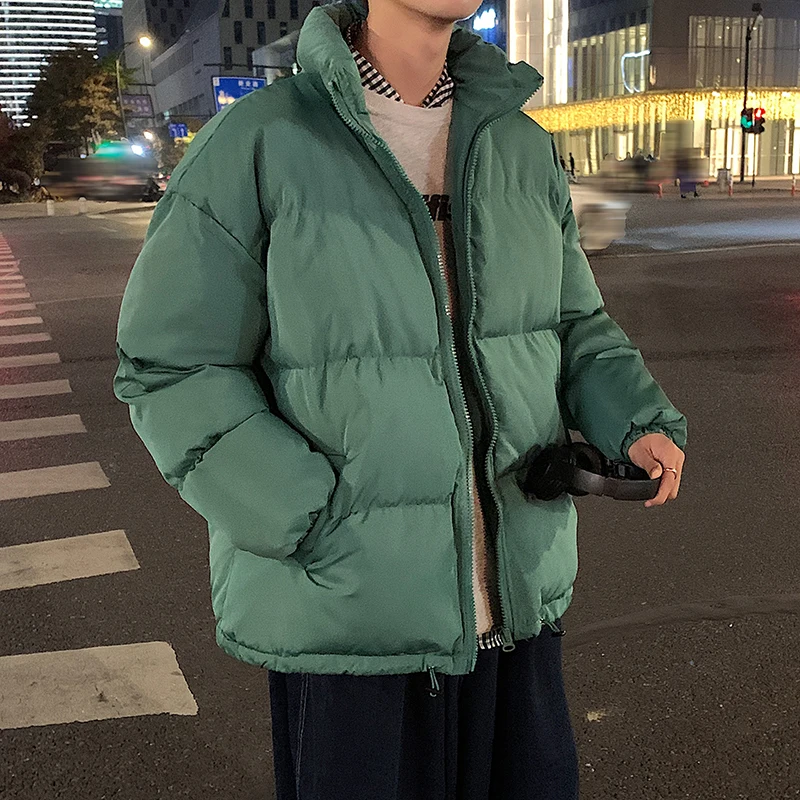 Koreai Divat Szilárd Színek Buborék Kabát Téli Kabát Hipszter Cipzár Zubbonyok Harajuku Zöld Fekete Gömb Kabát S-3XL
