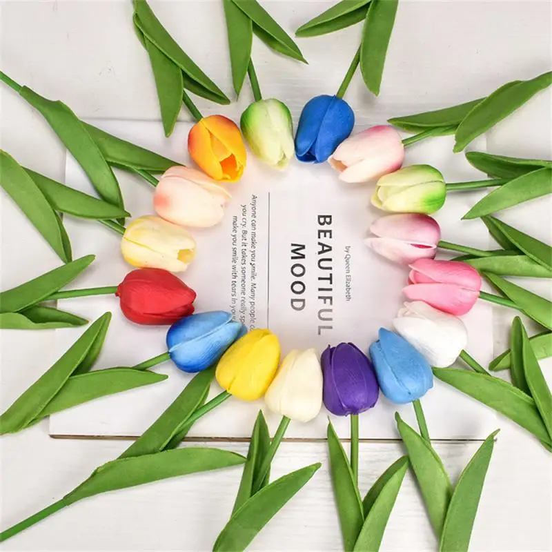 Mesterséges Virágokat Többszínű Tulipán Ál Tulipán Szára Igazi Érzem, Tulipán, Koszorú, Esküvői Csokor Dekoráció Virág Elrendezése