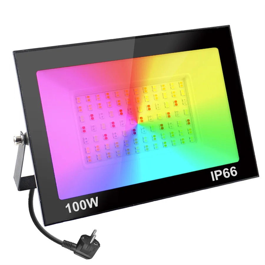 Okos 100W RGBCW LED Flood Lámpák Kültéri Bluetooth Wifi APP Vezérlő RGB Floodlight IP66 Vízálló Kert Színpadon Reflektorfényben
