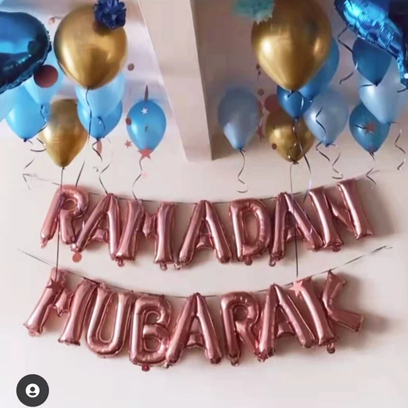 Ramadán Dekoráció, Party Kellékek Eid Mubarak Betű Fólia Lufi, Banner, Csillag, Hold Hélium Globos Muszlim Haza Iszlám al-Fitr De