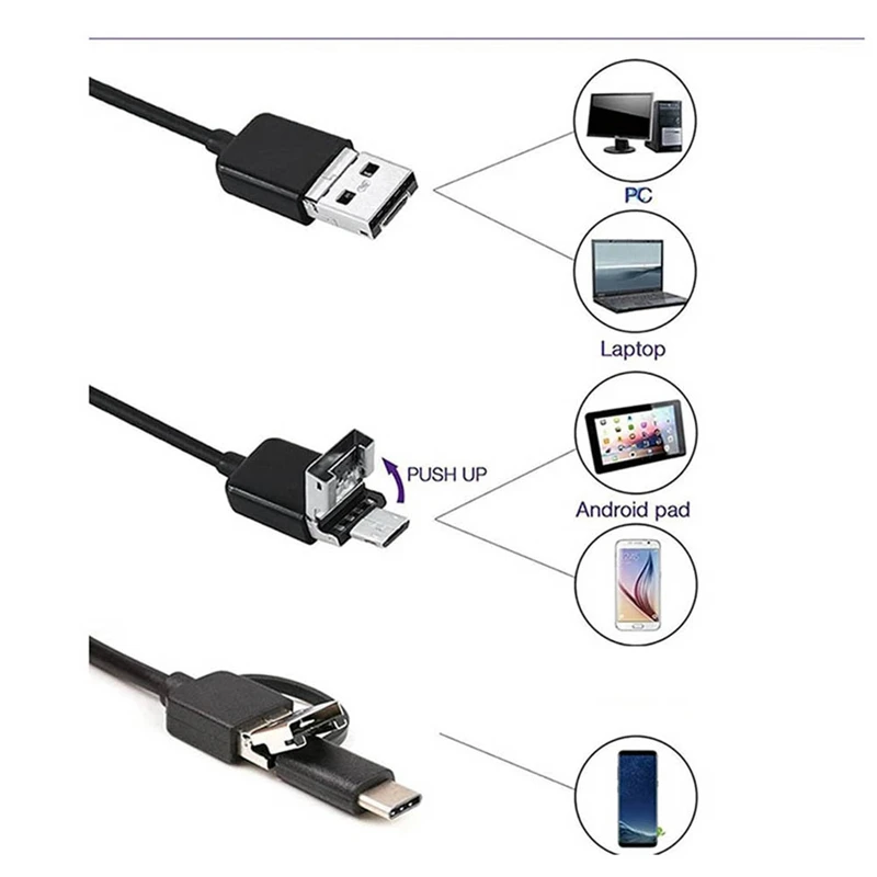 USB Endoszkóp C Típusú Füles Az OTG Android Telefon 7Mm Ellenőrzés Kígyó Kamera