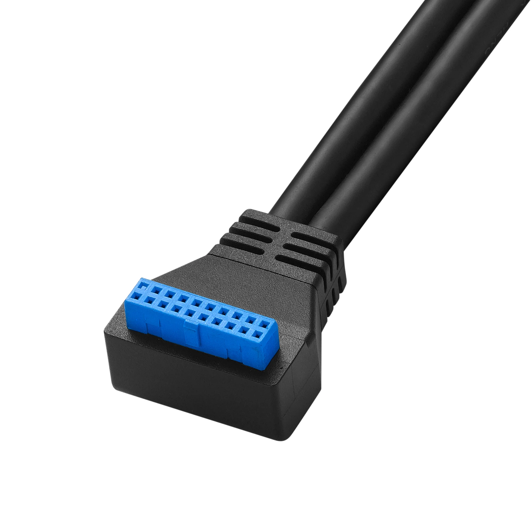 lballist 50cm 90degree Alaplap 20Pin-Dual USB 3.0 Női Adat Kábel Csavar Panel Mount Fólia+Fonott Árnyékolt