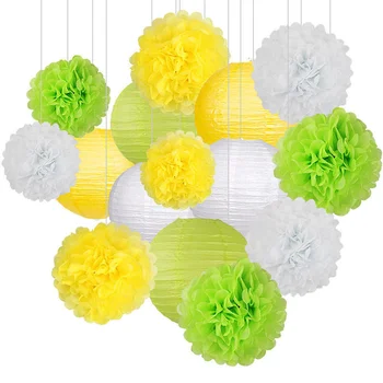 20cm Zöld Papír Lantern Honeycomb Labdát Babyshower Dekoráció Kivájt Lámpás Ruhával Lámpás Kertben Gyerekeknek, Születésnapi Party