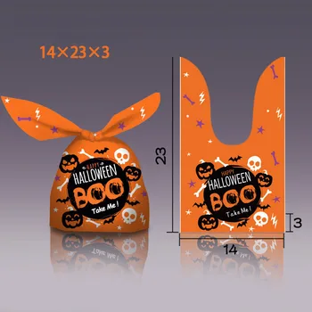 AQ Halloween Boldog Bomba Sütőtök Fej, Koponya, Fej Dekoráció Fél Narancs Hosszú Nyúl Füle Csomagolás Zsák Csontot Bat DIY Desszert Ajándék táska