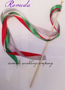 Top Design Szalagos pálca a 3pcs folt szalag(piros + Világos lila+ zöld), valamint az esküvői harangok