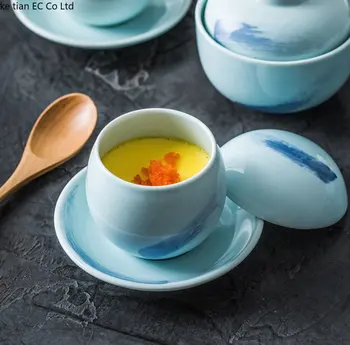 Japán stílusú kerámia edényben madárfészek desszert kerámia tál párolt tojás tál hotel étterem fedő víz ellen védett, bográcsban