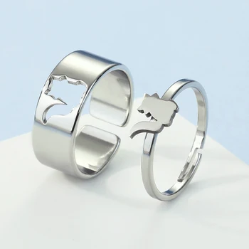 2 Db Mosómedve Gyűrű Készlet Párok Számára Megfelelő Gyűrűk Érte Aranyos Állat Gyűrű Évforduló Kecses Magasító Gyűrű Pár Ajándék