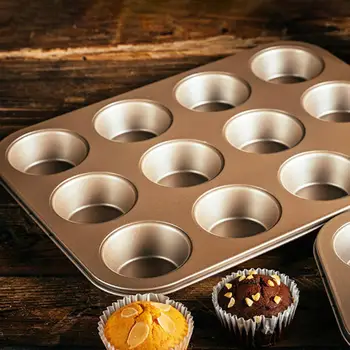 Cupcake Pan 6/12 Üreg Újrafelhasználható tapadásmentes Torta Pan Bakeware szénacél Konyha Süti Muffin Tálca Penész Pan Sütőipari Kellékek