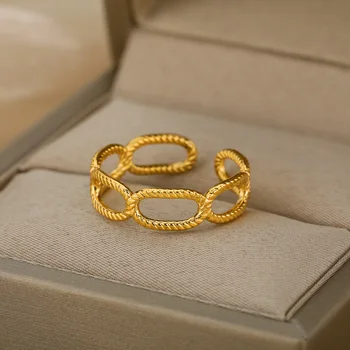 Bohém Nyitva Gyűrűk Nők Rozsdamentes Acél Vintage Ujj Gyűrű Minimalista Esküvői Pár Esztétikai Jewerly Ajándék anillos mujer