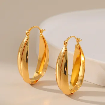 Személyre szabott Arany Színű többrétegű Nagy Kört Női Karika Fülbevaló Európai Stílusú 18K Aranyozott fülbevaló Divat Ékszerek