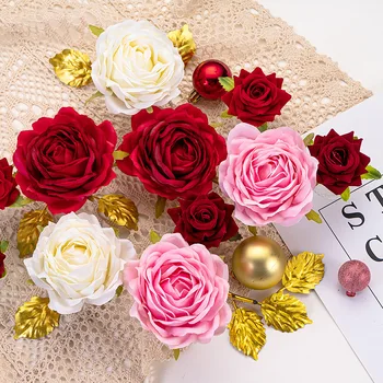 10db Mesterséges Virágok Fejét Retro Rose Fej Magas Minőségű Selyem Rózsa Esküvői dekoráció hamis virág fejét Party Dekoráció