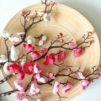 Új Szilva Cseresznye Virágok Mesterséges Műanyag Virágok Flores Sakura Fa Ágai Haza Táblázat Nappali Dekor DIY Esküvői Dekoráció