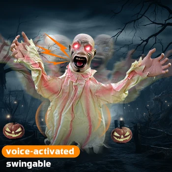 Halloween Hinta Szellem Fény hangvezérlés Horror Kellékek Földre Plug-in Szellem Kültéri Kerti Félelmetes Halloween Party Dekoráció