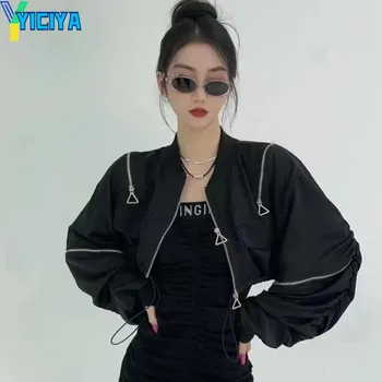 YICIYA egyetemi bomber dzseki női baseball Kabátok cipzár design értelemben racing fényvédő kabát Széldzseki új vintage Kabát felső