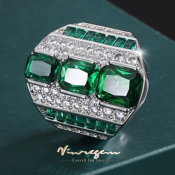 Vinregem Luxus Labor Létre, Smaragd, Zafír Drágakő Vintage Gyűrű Női Ajándék Évfordulóra Koktél Parti Ékszer Nagykereskedelem