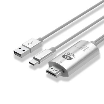 C-típusú HDMI-Kompatibilis Kábel Adapter 30Hz Kábel Adapter, USB Adapter Kábel Laptop, Projektor HD Átalakítás Kábel Fehér