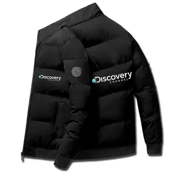 Discovery Channel - Kabát Kabát Őszi Téli Alkalmi Cipzár Kabátok Bomber Kabát, Sál, Gallér Divat Férfi Outwear Slim Fit