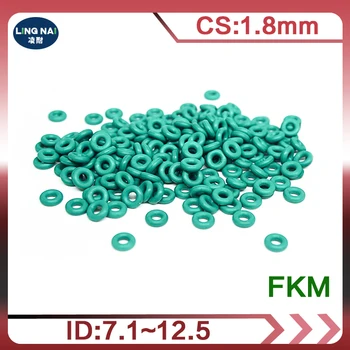 10DB/sok Fluor gumi Zöld FKM O-gyűrű CS1.8 mm-es ID7.1/7.5/7.65/8/8.5/8.75/9/9.25/9.5/10/10.6/11.2/11.8/12.5 mm tömítés Tömítés