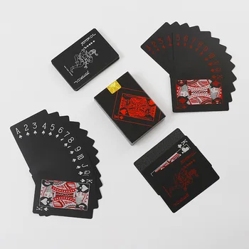 Kreatív Colorfast Műanyag Kártya Fekete PVC, Vízálló, Mosható Unpliant Póker Kártya, Családi Party Kellékek