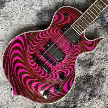 Egyéni csíkos Wydle Audio stílus elektromos gitár, emg pickup passzív pickup lila szín