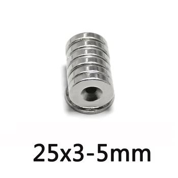 30~150PCS 25x3-5mm N35 Szuper Erős Mágneses Mágnes 25*3 mm Furat 5mm Állandó Neodímium Mágnes 25x3-5mm Kicsi, Kerek, 25*3-5