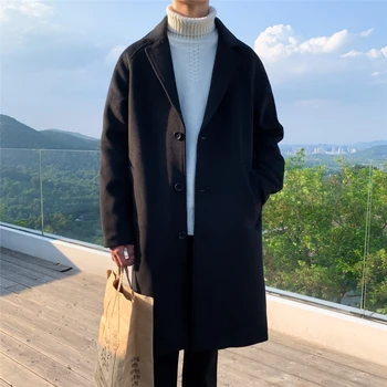 2023 Férfiak Koreai Divat Téli Kabát Kabát, Gyapjú Kabát Férfi Túlméretezett Harajuku Kabát Férfi Japán Streetwear Kabátok, Alkalmi