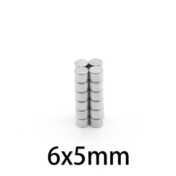 20~300pcs 6x5mm Ritka Föld Neodímium Mágnesek 6mm x 5mm Erős Erős Mágnes lemez 6*5mm Kis Kerek mágnes 6*5