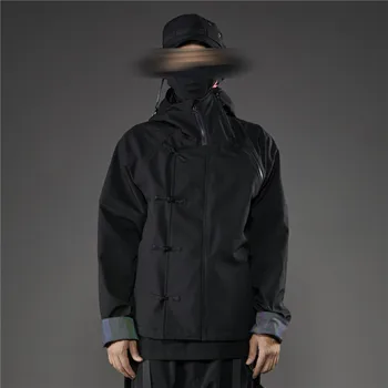 Tanuló utazási kínai stílusú kabát fényvisszaverő elemek techwear ninjawear darkwear harajuku