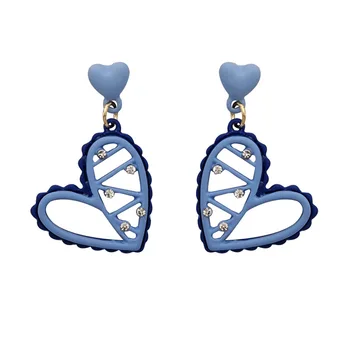 10 pár / sok nagykereskedelmi divat ékszerek fém kék szív fülbevaló női