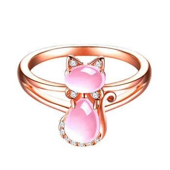 Rose-Rózsaszín Opál Macska-Medál Gyűrű A Nők, Lányok, Gyerekek Ajándékot Szép Kvarc Romantikus Esküvői Ékszerek