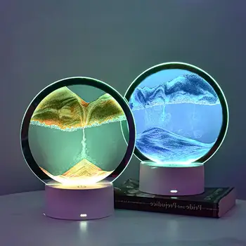 3D Homokóra Kreatív Futóhomok asztali Lámpa Mozgó Homok Art Kép mélytengeri Sandscape A Mozgás Megjelenítése Áramló Homok lakberendezés