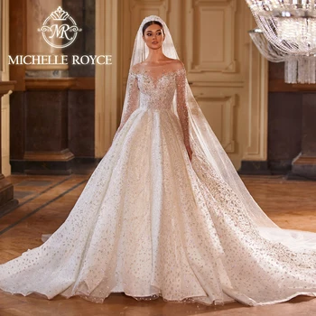 Michelle Royce Luxus Esküvői Ruhák Nőknek 2023 Ragyogó Gyöngyfűzés Hercegnő Gyöngyfűzés Pántos Menyasszonyi Ruha Vestidos De Novia