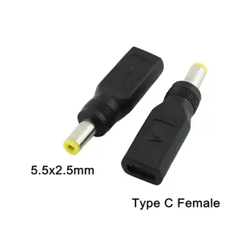 5x USB 3.1 C Típusú Női Jack DC 5,5 mm x 2,5 mm-es Férfi Csatlakoztassa a töltőt Adapter Csatlakozó Egyenes