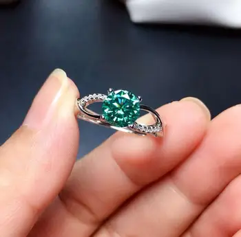Legújabb stílus villogó zöld moissanite drágakő gyűrű a nők 925 sterling ezüst, csillogó jobb, mint a gyémánt eljegyzési gyűrű ajándék
